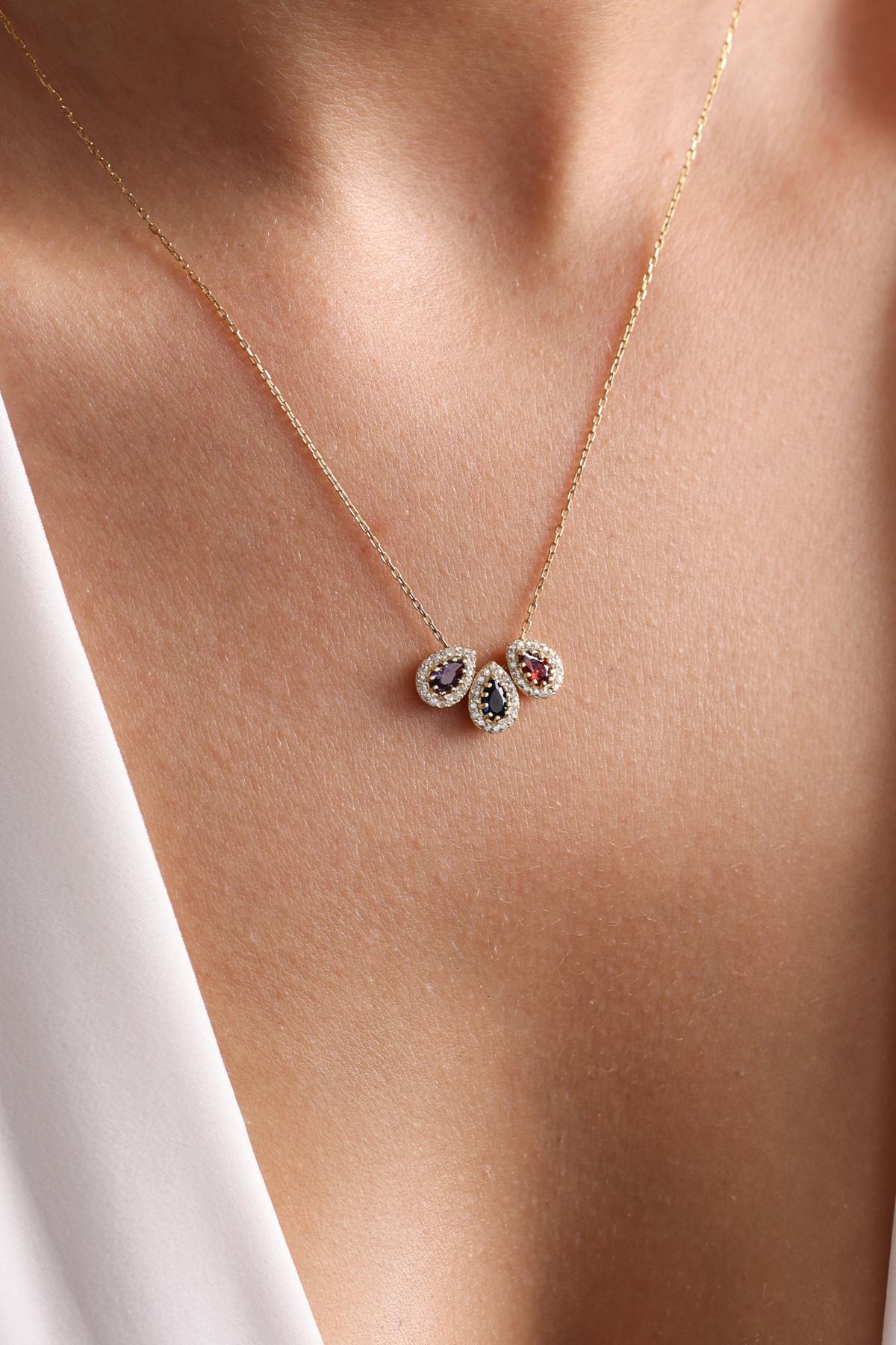 Birthstone Charm Necklace for Grandma, Custom Family Birthstone Necklace, Grandma Gift from Grandchildren, Mothers Day Gift