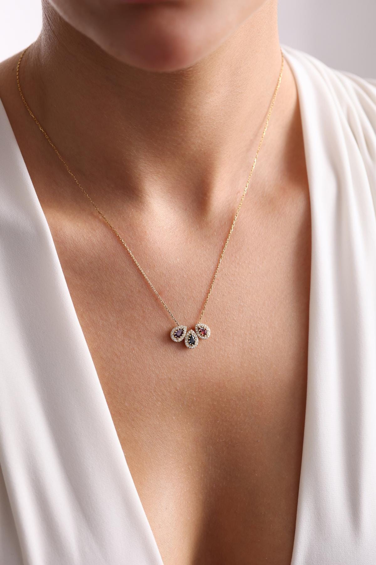 Birthstone Charm Necklace for Grandma, Custom Family Birthstone Necklace, Grandma Gift from Grandchildren, Mothers Day Gift