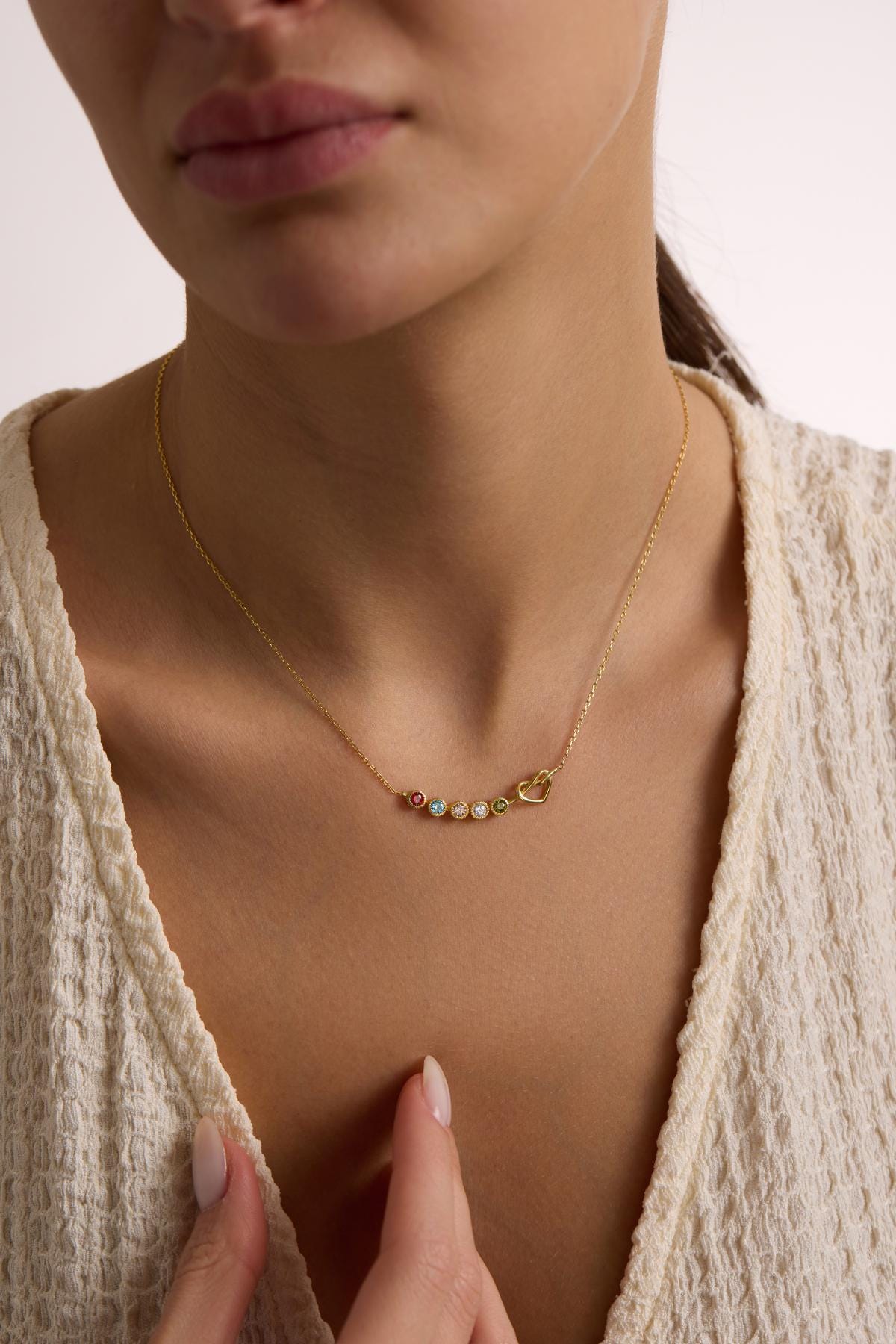 Family Birthstone Necklace, Sterling Silver Personalized Gift