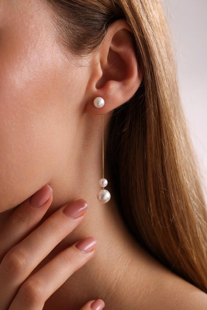 Sterling Silver Pearl Drop Earrings: Bridal Wedding Jewelry