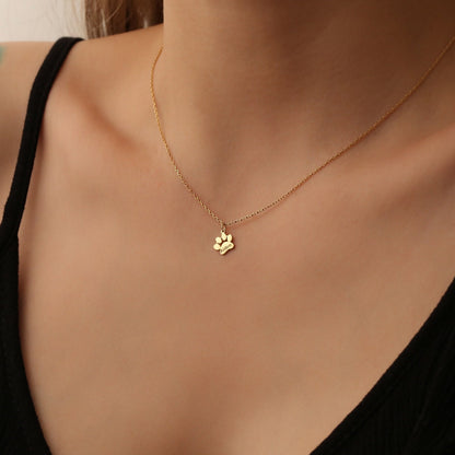 14K Gold Paw Print Name Necklace,Personalized Dog Paw Necklace,Minimalist Animal Necklace,Pet Necklace, Personalized Gifts,Pet Memorial Gift
