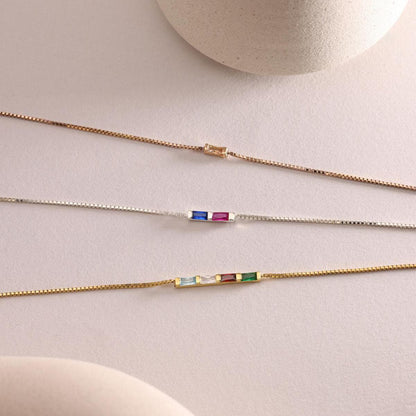 Baguette Birthstone Bracelet , Birthstone Jewelry , Graduation Gift, Birthday Gift, Grandma Gift for Mom Bracelet, Mothers Day Gift for Her