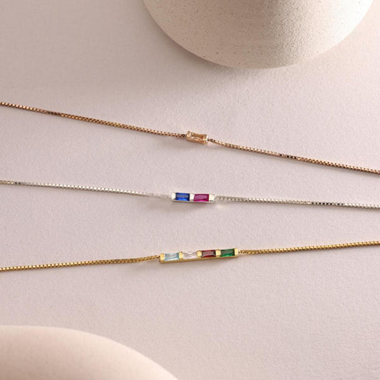 Baguette Birthstone Bracelet , Birthstone Jewelry , Graduation Gift, Birthday Gift, Grandma Gift for Mom Bracelet, Mothers Day Gift for Her