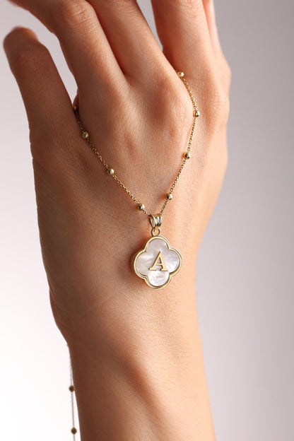 Pearl Letter Necklace, Mother Of Pearl Necklace, Custom Necklace, Minimalist Necklace, Silver Initial Necklace,Gold Pearl Necklace Gift for
