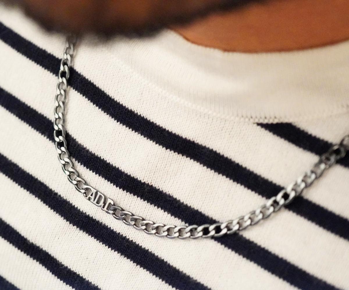 Cuban Chain Mens Name Necklace , Custom Name Necklace , Mens Initial Necklace , Cuban Chain Necklace , Custom Necklace , Men Name Necklace