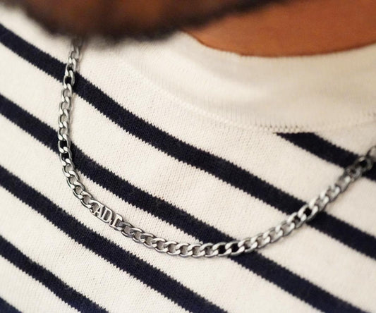 Cuban Chain Mens Name Necklace , Custom Name Necklace , Mens Initial Necklace , Cuban Chain Necklace , Custom Necklace , Men Name Necklace