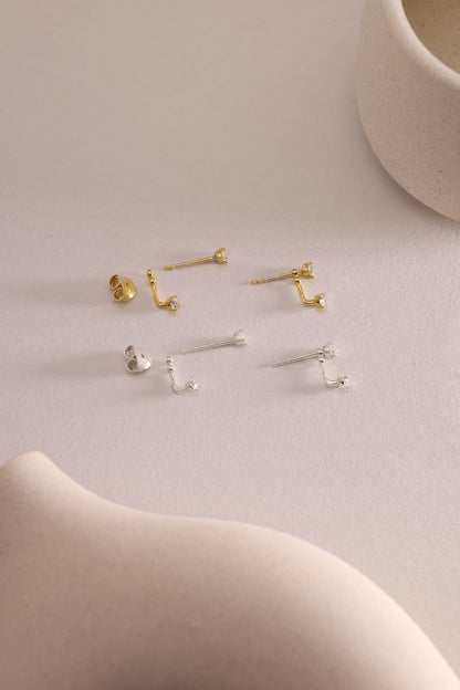 Sterling Silver Front Back Earrings: Dainty Minimalist Studs
