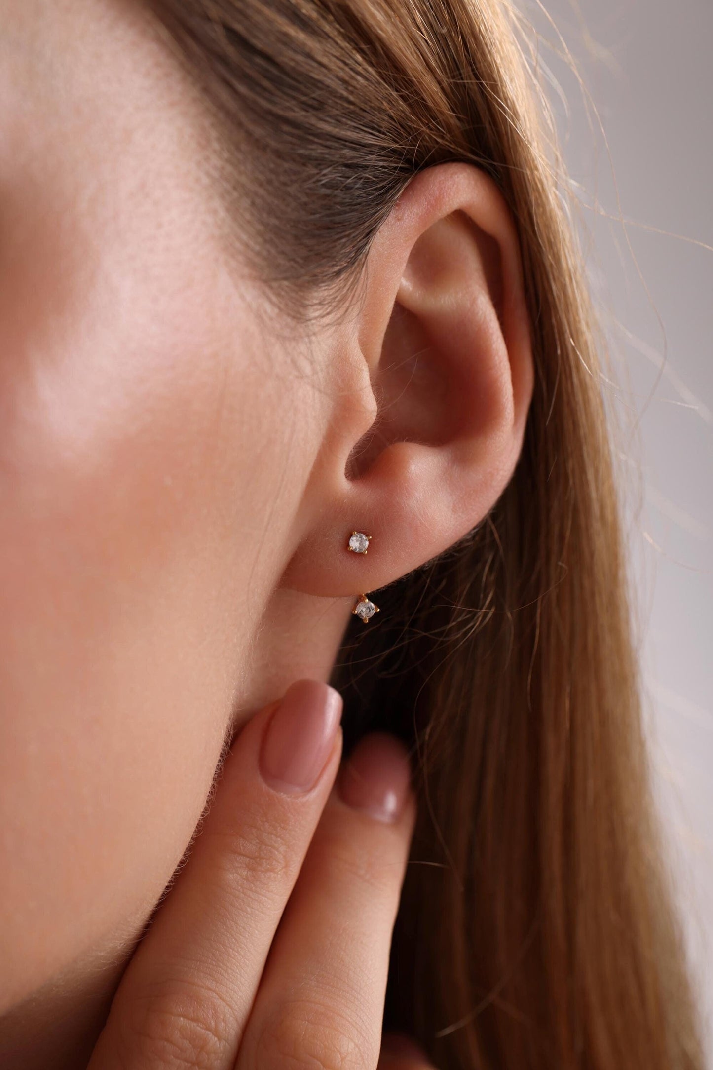 Sterling Silver Front Back Earrings: Dainty Minimalist Studs