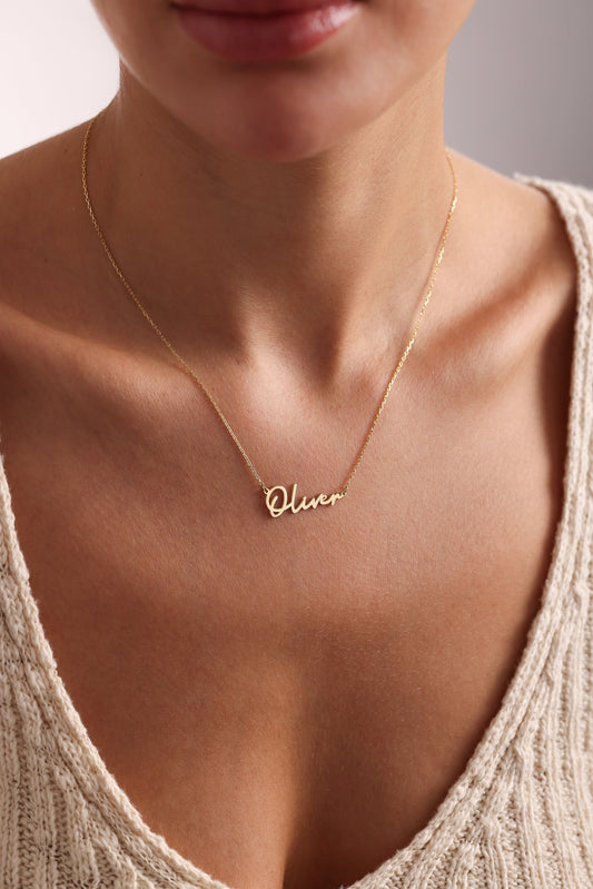 Personalized 14k Solid Gold Name Necklace: Custom Jewelry Gift