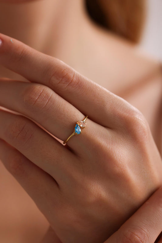 Custom Heart Birthstone Ring, 2 Birthstone Ring, Mothers Ring,Personalized Birthday Gift for Her, Stackable Ring,Christmas Gift,Gift For Mom