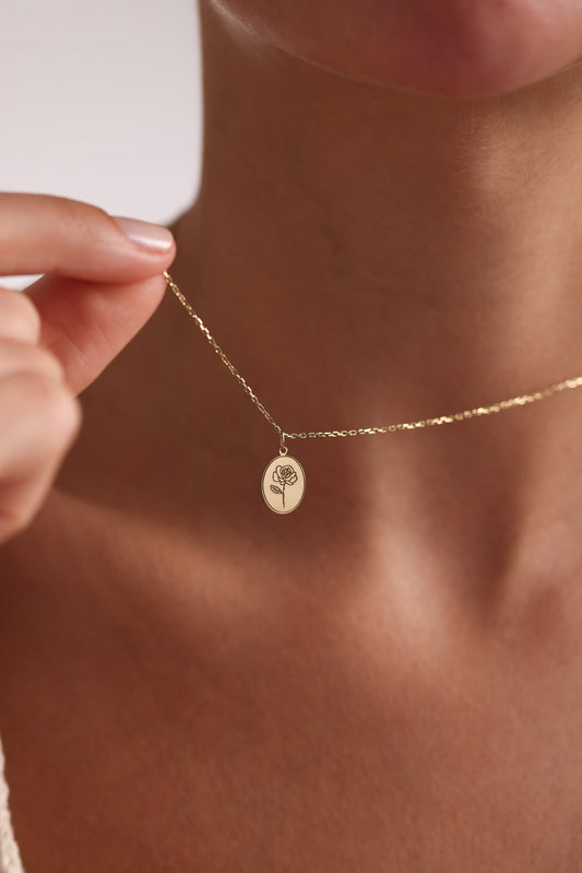 Tiny Birth Flower Necklace, Wild Flowers Memorial, Sterling Silver Necklace, Gift For Her, Birth Flower Jewelry, Floral Necklace,Mom Gift