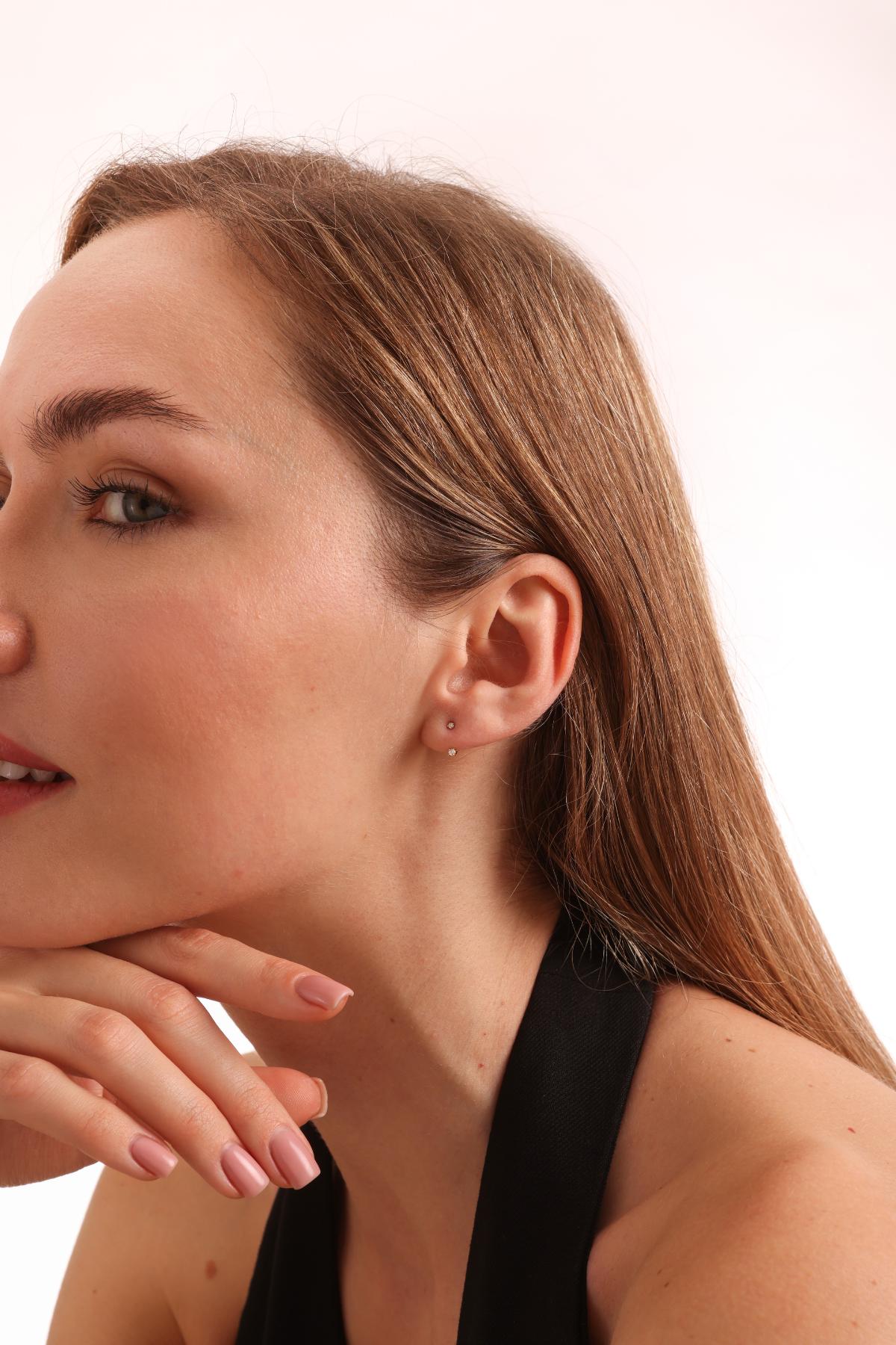 Sterling Silver Front Back Earrings: Dainty Minimalist Studs