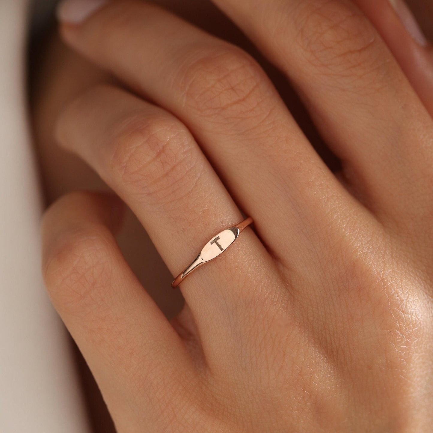 Personalized Initial Ring: Dainty Sterling Silver Letter Ring