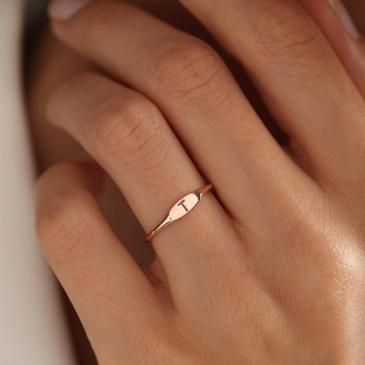 Personalized Initial Ring: Dainty Sterling Silver Letter Ring
