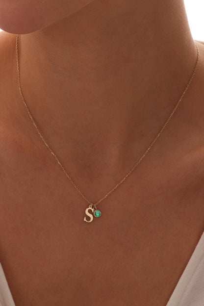 Initial Necklace with Birthstone, layered jewelry, personalized gift, mothers day gift,initial necklace, custom letter,dainty necklace