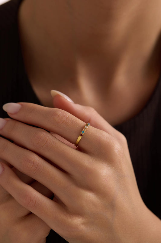 Personalized Birthstone Ring, Family Birthstone Ring,18k Gold Daily Ring, Anniversary Gift, Gift for Mom