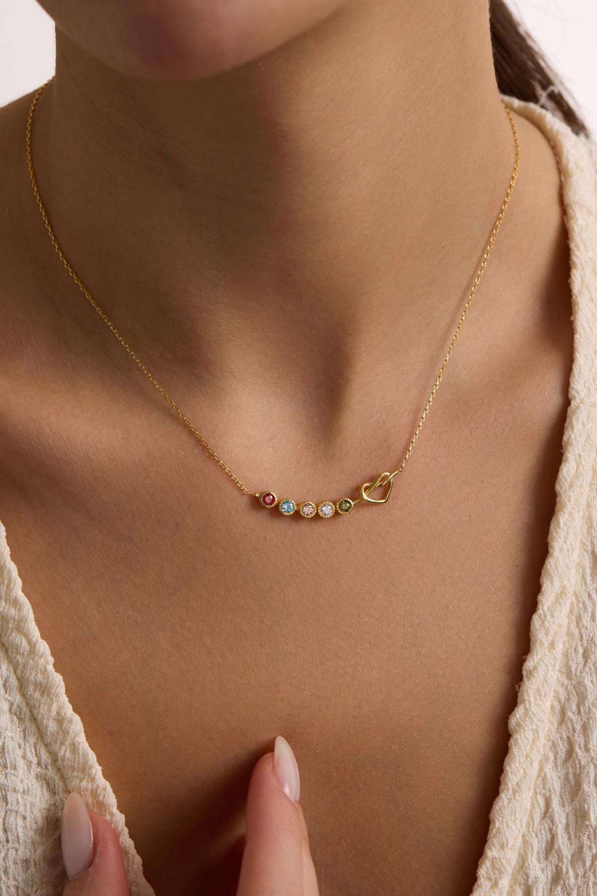 Birthstone Necklace, Mothers Necklace, Mom Jewelry, Family Necklace, 14K Gold Family Birthstone Necklace, Mothers Day Gift For Mom