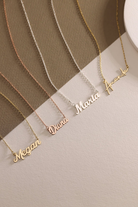 14K Gold Personalized Name Necklace, Name Jewelry, 925 Silver Necklace