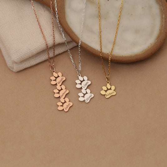 Gold Paw Print Necklace,Personalized Dog Paw Necklace, Dog Mom Necklace,Pet Necklace,Personalized Gifts,Pet Memorial Necklace, Gift For Her