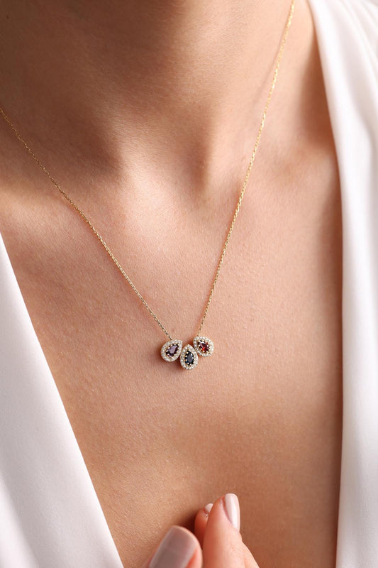 Birthstone Charm Necklace for Grandma, Custom Family Birthstone Necklace, Grandma Gift from Grandchildren, Mothers Day Gift