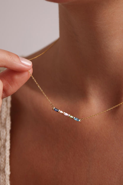 14K Gold Family Birthstone Necklace, Mothers Necklace, Mom Jewelry, Family Necklace, Birth Stone Necklace, Birthday Gift, Christmas Gift