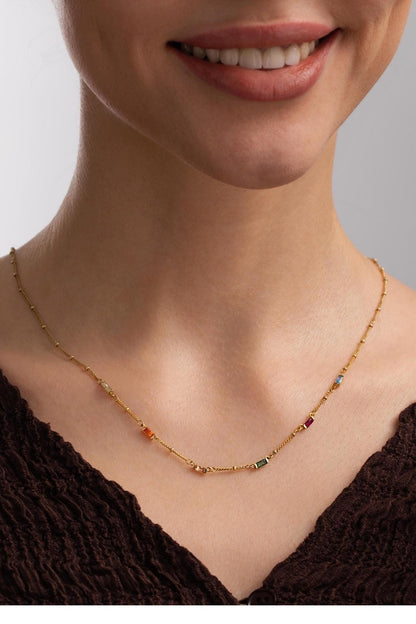Baguette Family Birthstone Necklace — Personalized Family Birthstone Jewelry — Mother’s Day Gift, Birthday gift for her