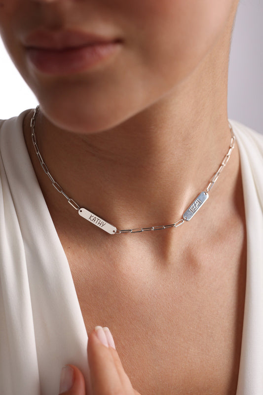 Minimalist Tag Bar Name Necklace, Personalized Multiple Name Neckace For Women, Custom Name Necklace,Christmas Gift, Birthday Gift