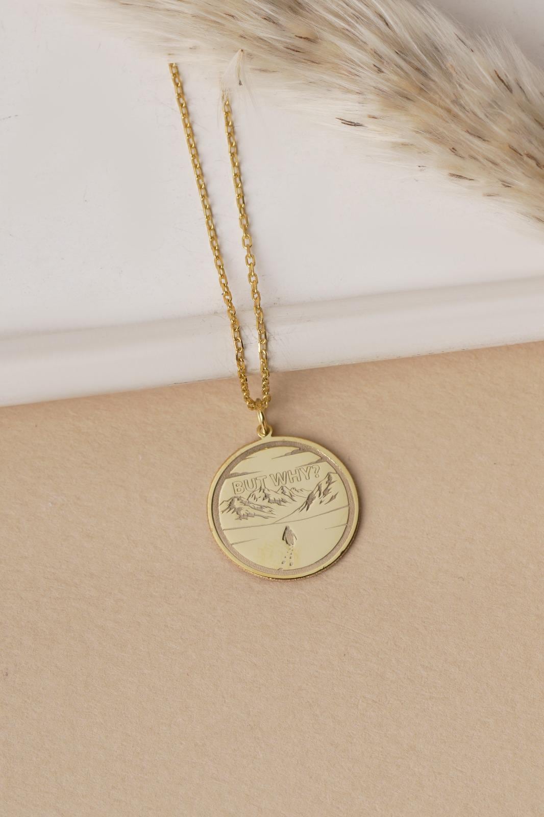 Nihilist Penguin Necklace, 925 Sterling Silver,But Why Necklace,Trendy Nihilist Penguin Tee,WHY Penguin Meme,Sad Penguin Mountains but why?