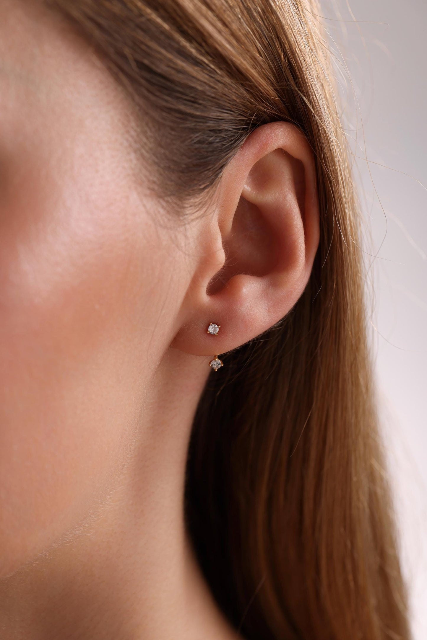 18k Gold Plated sterling silver Front Back Earrings, Ear Jacket, Dainty Studs, CZ Diamond Studs, Dainty CZ Studs Earrings, Christmas Gift