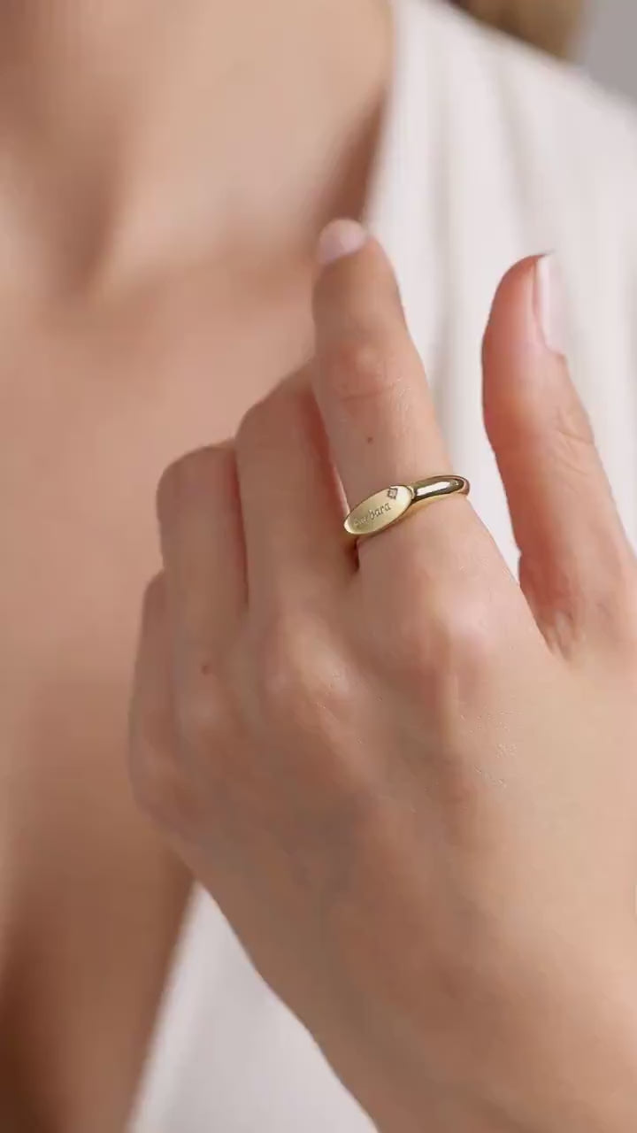 Personalized Name Ring: 14K  Gold, Custom Engraved, Birthstone ring