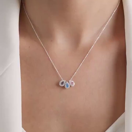 Birthstone Charm Necklace for Grandma, Custom Family Birthstone Necklace, Grandma Gift from Grandchildren, Mothers Day Gift