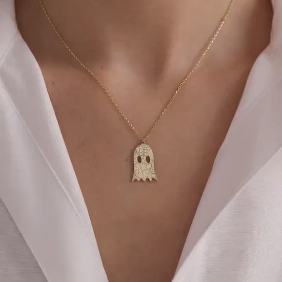 Halloween Ghost Necklace, Minimalist Jewelry, Funny Ghost Necklace, Dainty Ghost Necklace, Cute Ghost Jewelry,  Halloween Gift, Gift for Her
