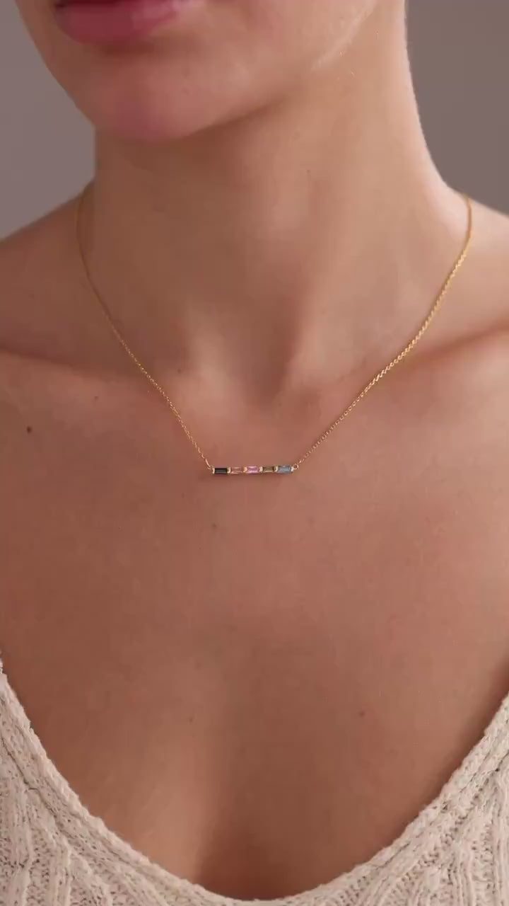 14k Gold Family Birthstone Necklace :  Mothers Day Gift For Mom, Mom Necklace