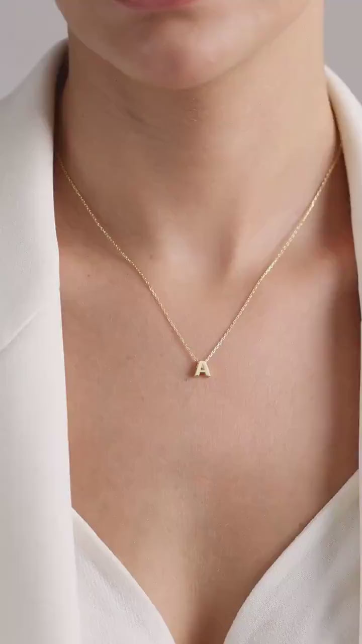 Dainty Sterling Silver Initial Necklace: Personalized Letter Jewelry