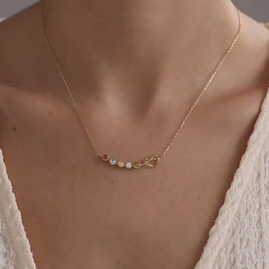 Birthstone Necklace, Mothers Necklace, Mom Jewelry, Family Necklace, 14K Gold Family Birthstone Necklace, Mothers Day Gift For Mom