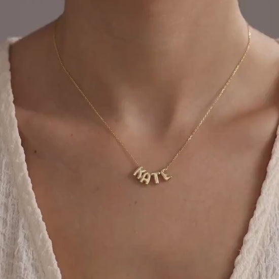 Custom Bubble Initial Necklace, Minimalist Bubble Letter Necklace, Personalized Charm Jewelry, Daily, Gift for Her, Christmas Gift
