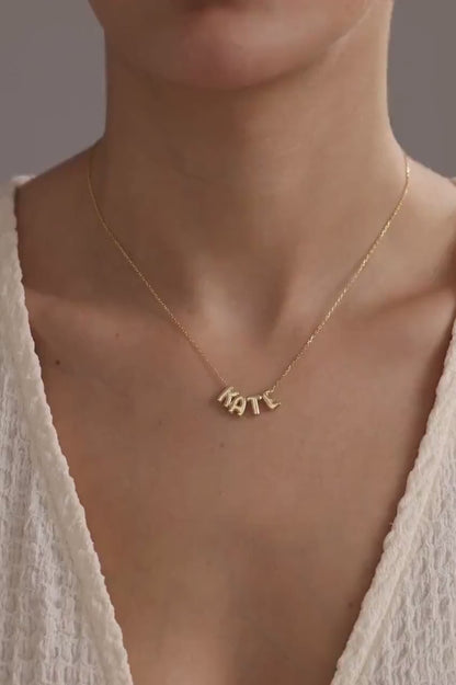 Custom Bubble Initial Necklace, Minimalist Bubble Letter Necklace, Personalized Charm Jewelry, Daily, Gift for Her, Christmas Gift