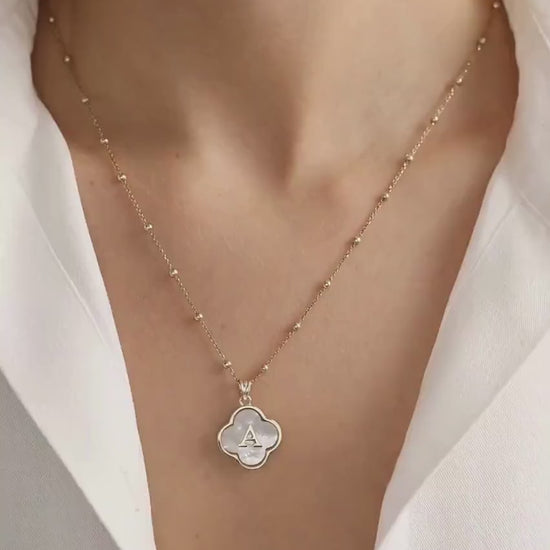 Pearl Letter Necklace, Mother Of Pearl Necklace, Custom Necklace, Minimalist Necklace, Silver Initial Necklace,Gold Pearl Necklace Gift for
