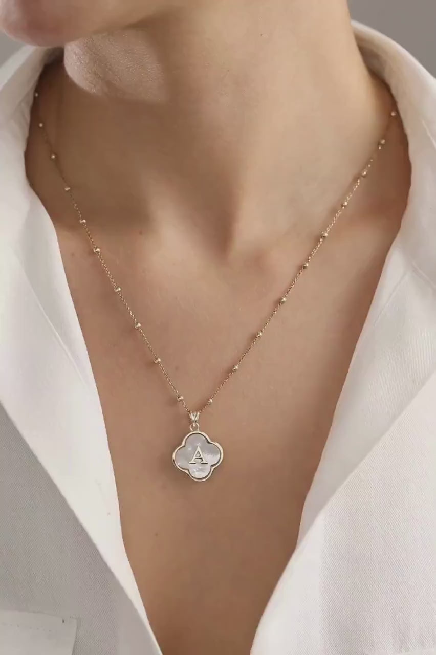 Pearl Letter Necklace, Mother Of Pearl Necklace, Custom Necklace, Minimalist Necklace, Silver Initial Necklace,Gold Pearl Necklace Gift for