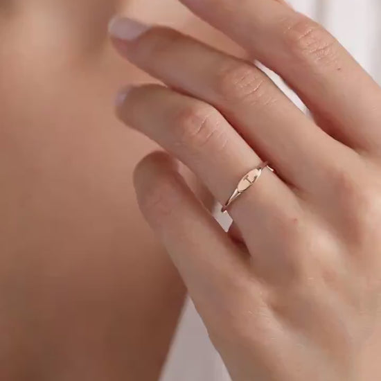 14k Solid Gold Personalized Ring,Custom Initial Signet Ring,Dainty Gold jewelry,Personalized Gift,Gift For Mom,Birthday Gift,Gift for Her