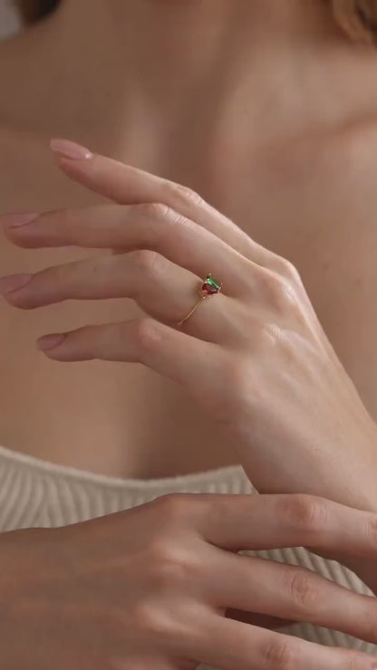 Custom Gemstone Toi et Moi Ring: Emerald & Pear Birthstone