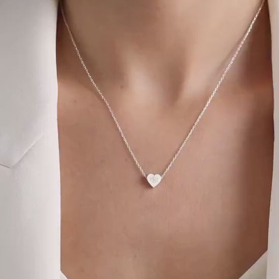 Engraved Heart Necklace: 14k Gold Monogrammed Letter Pendant