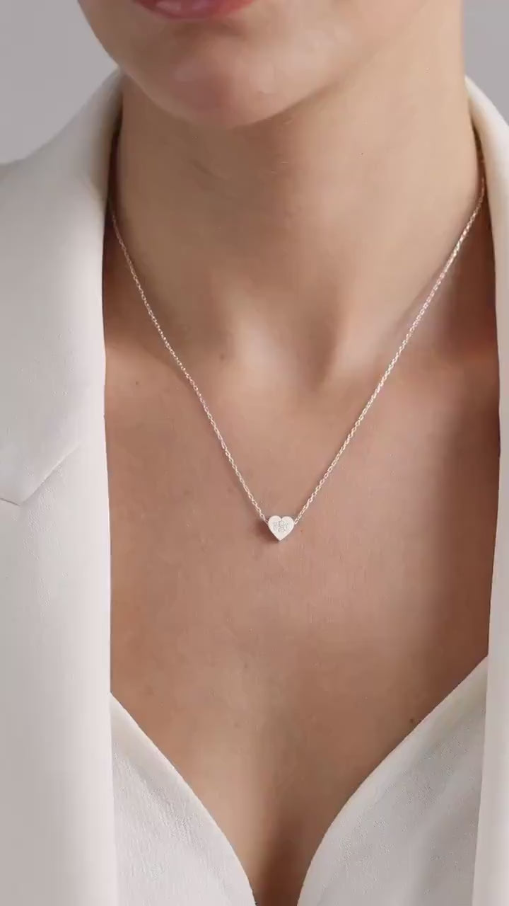 Engraved Heart Necklace: 14k Gold Monogrammed Letter Pendant