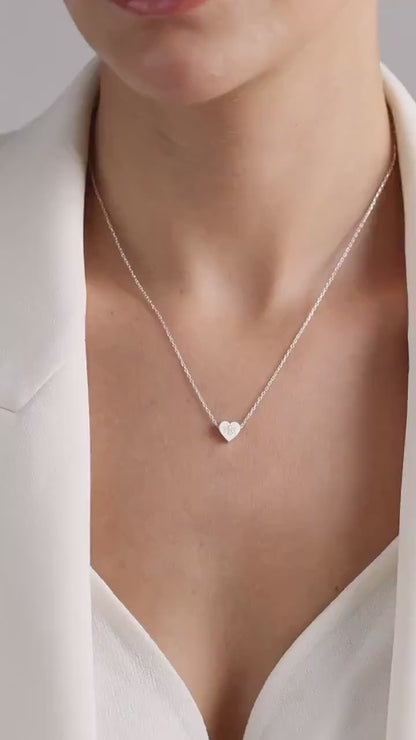 Engraved Heart Necklace: 14k Gold Monogrammed Letter Pendant
