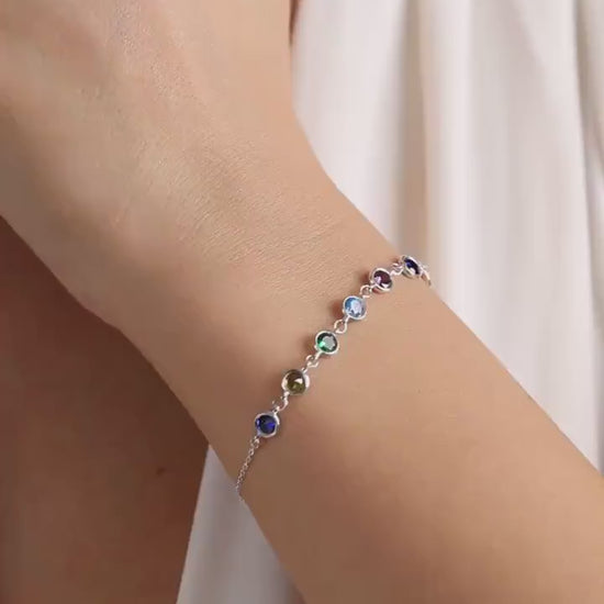 Custom Birthstone Bracelet: Dainty Family Jewelry Gift