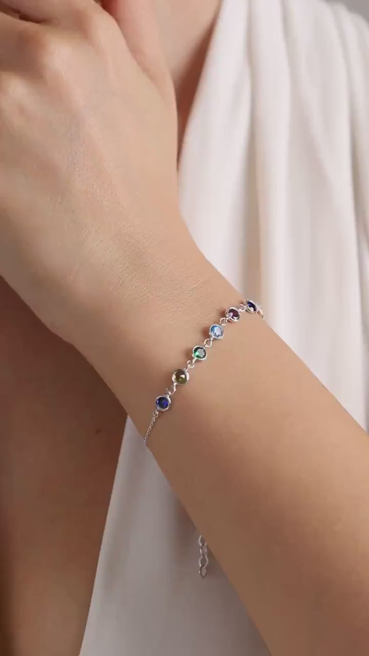 Custom Birthstone Bracelet: Dainty Family Jewelry Gift