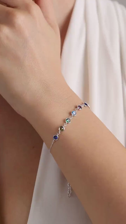 Custom Birthstone Bracelet: Dainty Family Jewelry Gift
