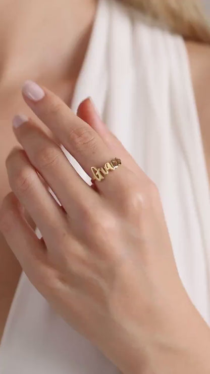 Personalized 14K Gold Name Ring - Stacking Custom Jewelry
