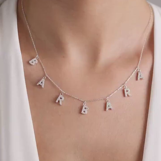 Custom Pavé Name Necklace - Custom Diamond Name Necklace - Personalized Name with CZ Stones Necklace
