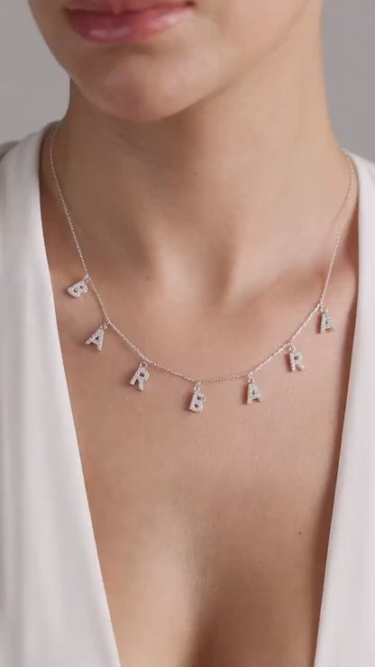 Custom Pavé Name Necklace - Custom Diamond Name Necklace - Personalized Name with CZ Stones Necklace